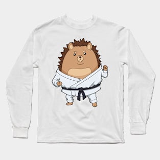 Comic hedgehog doing karate Long Sleeve T-Shirt